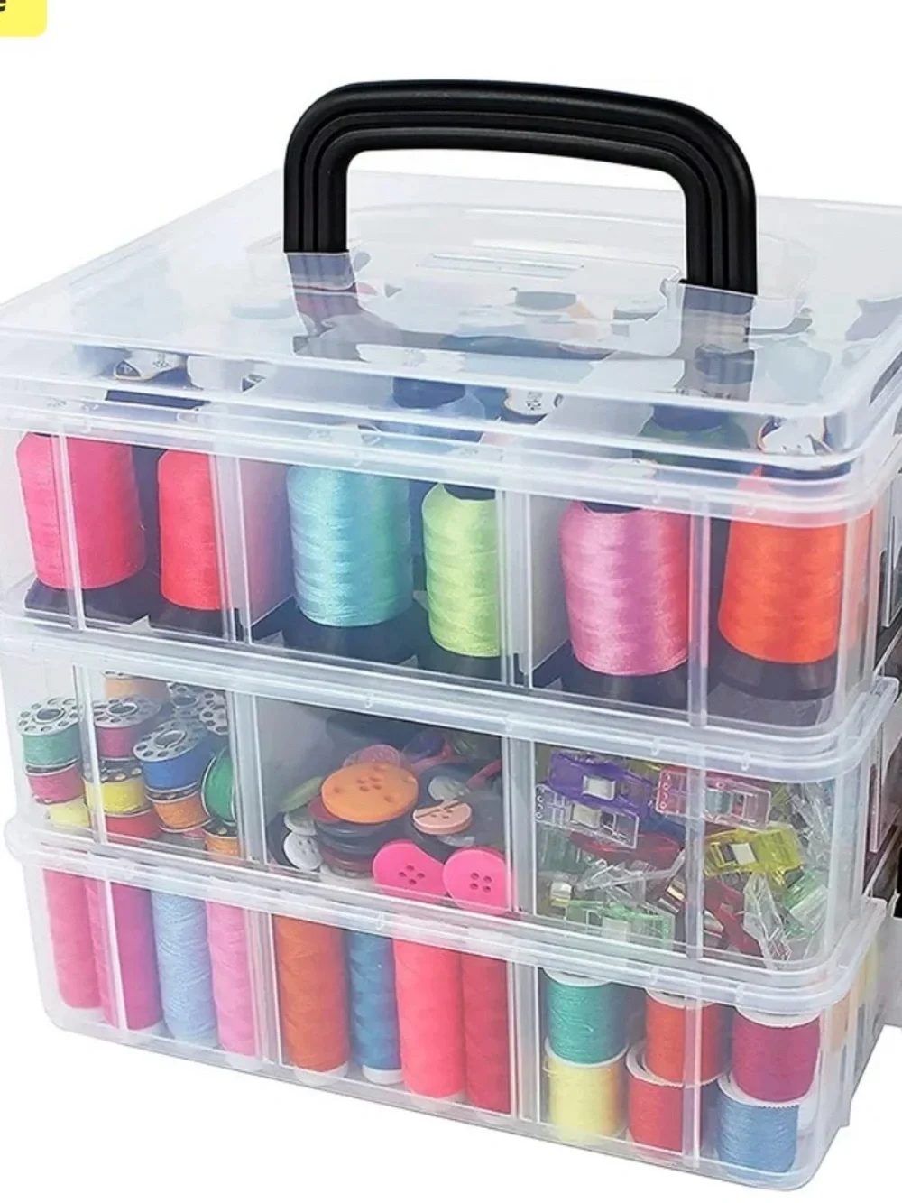 Clear Stackable Storage Organizer with Black Handle - Clear